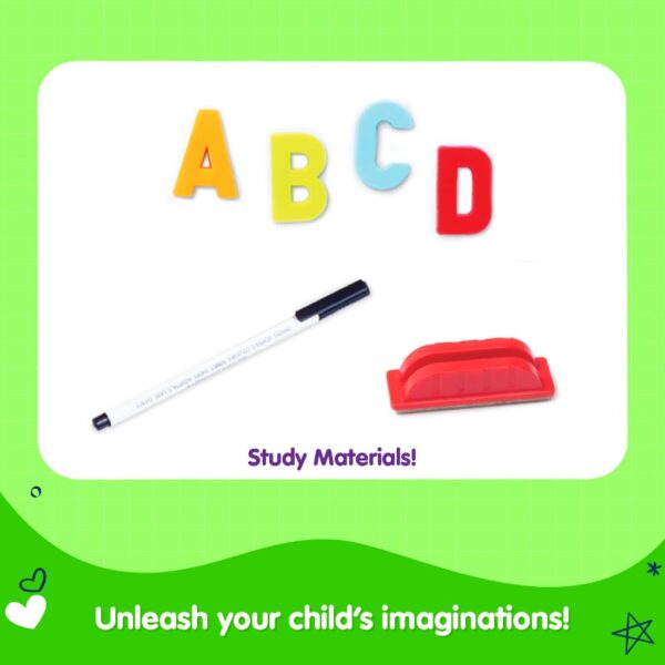 Giggles Funskool Draw N Write Desktop Slate, 4in1 Double Sided Chalk Board for Kids, Alphabet & Numbers, Encourages Learning & Development, Preschool Activity Set, Gift Set for Kid, Ages 3+ Years - Image 5