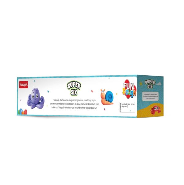 Funskool Fundough Super Six, 6 tubs of Dough, 50 grams each, Toys for Kids, Shaping, Sculpting, 3 Years and Above,Multicolor - Image 2