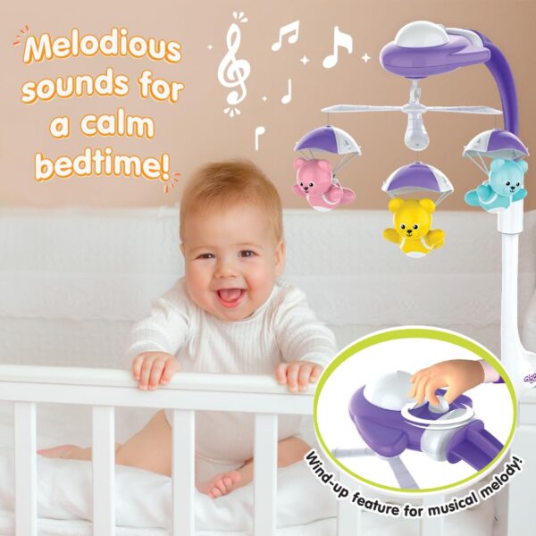 Funskool Giggles Bear Melody Crib Mobile, Bears in Parachute, Cot Mobile, Visual and Audtory Senses, New Born Babies, Soothing Melody,Multicolor - Image 5