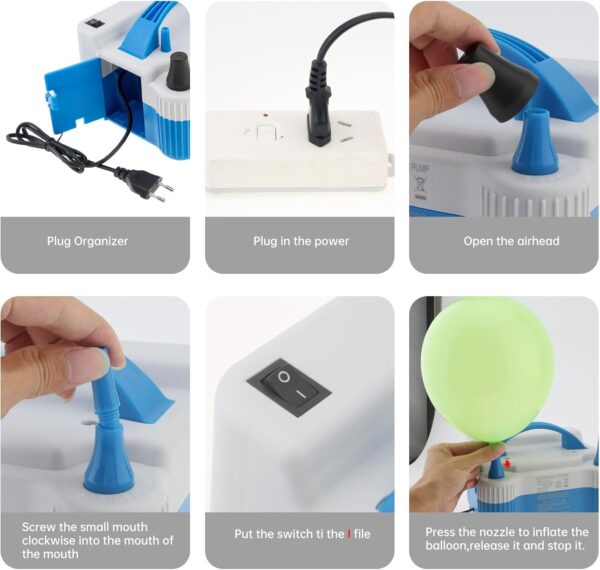 Portable Dual Nozzle Heavy Blue White 110V 700W Electric Balloon Blower Pump, Electric Household Balloon Inflator Air Pump Blower for Birthday, Wedding Decoration - Image 4