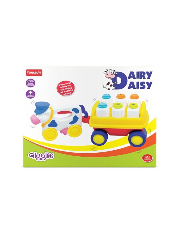Giggles - Dairy Daisy, Shape Sorting Pull Along Toy, Features Shapes, Rattling Sound, Colours, 6 Months & Above, Infant and Preschool Toys