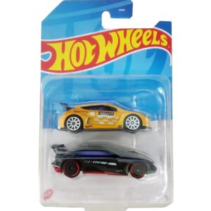 Hot Wheels 2 Cars Pack Renault Megane Trophy and Gazella R Die-Cast Vehicle  for 3 Years & Above (YellowBlack)