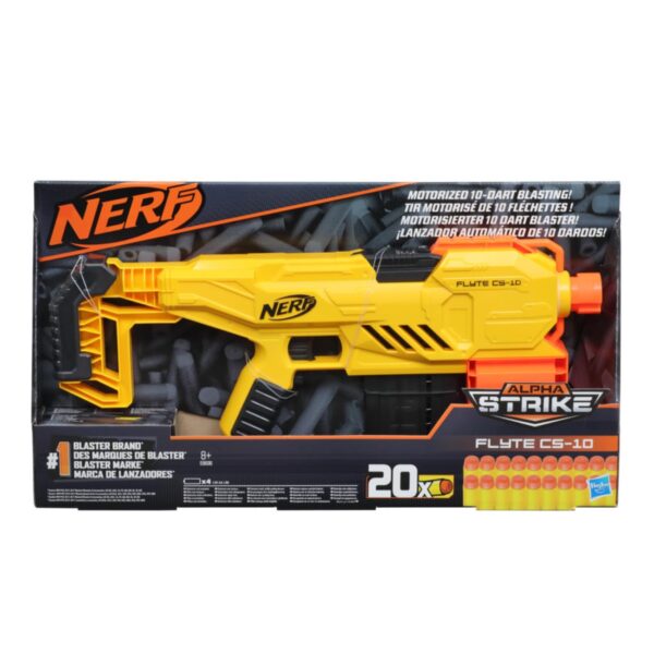 Nerf Alpha Strike Flyte Cs-10 Motorized Blaster, 20 Official Nerf Darts, Toys for Kids, Teens & Adults, Outdoor Toys, (YELLOW)