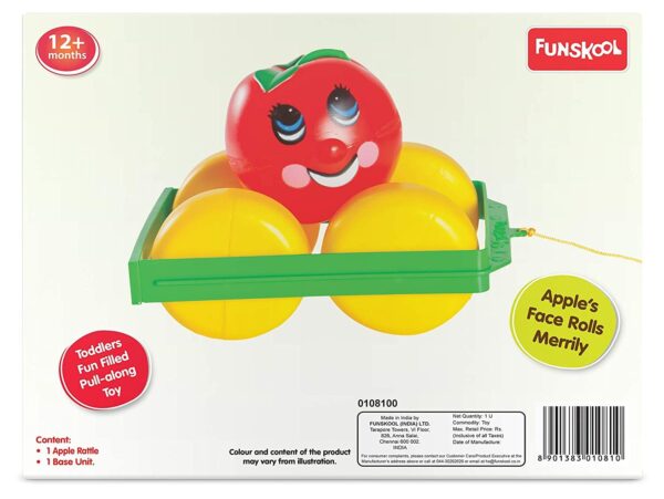 Giggles Funskool, Apple Turnover, Pull Along Toy, Encourages Walking, Rattling Sound, 12 Months & Above, Infant and Preschool Toys - Image 4