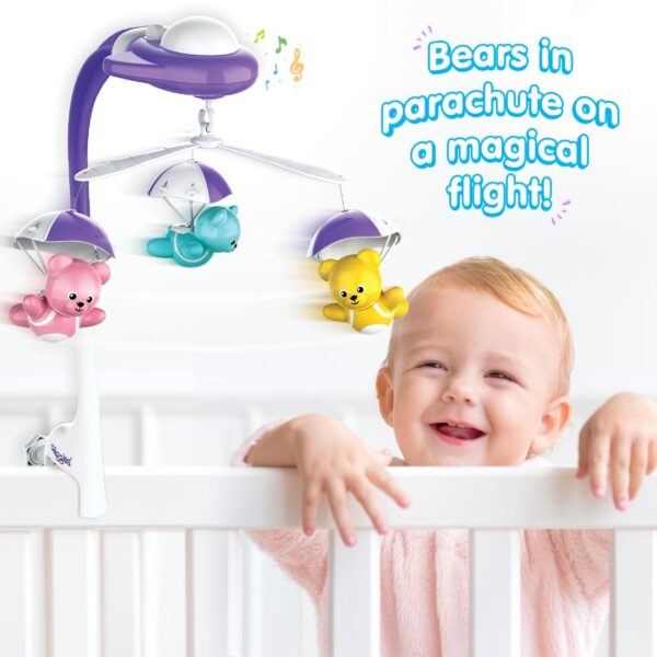 Funskool Giggles Bear Melody Crib Mobile, Bears in Parachute, Cot Mobile, Visual and Audtory Senses, New Born Babies, Soothing Melody,Multicolor - Image 4