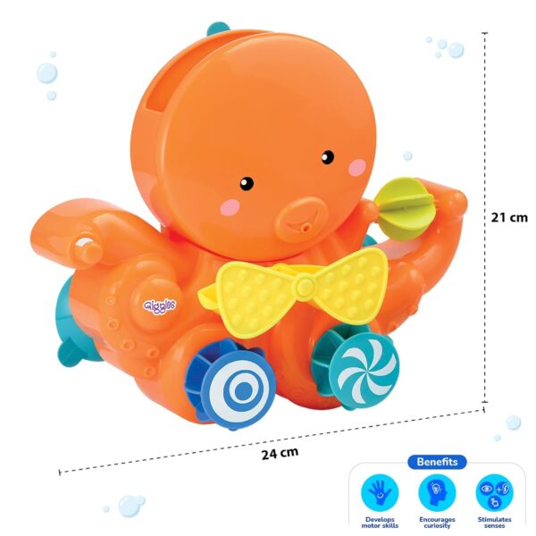 Giggles Funskool Pour & Play Octopus, Bath Toy for Babies, Infants & Toddlers, with Pop-Up Waterproof Suction Cup, Water Play Activity &Multicolor, Gift Set for Kids, Age 2+ Years - Image 5