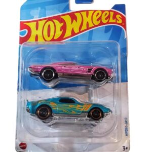 Hot Wheels 2 Cars Pack 64 Impala and Muscle Speeder Die-Cast Vehicle for 3 Years & Above (PinkBlue)