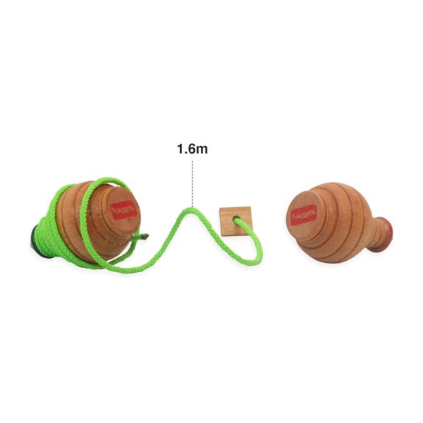 Funskool Games, Spinning top, Spin and Win, Traditional Outdoor Games of India, 2 Traditional Wooden Spinning top, Outdoor and Indoor Toy, Toys for Kids, 1-2 Players, Ages 6 and Above,Multicolor - Image 2