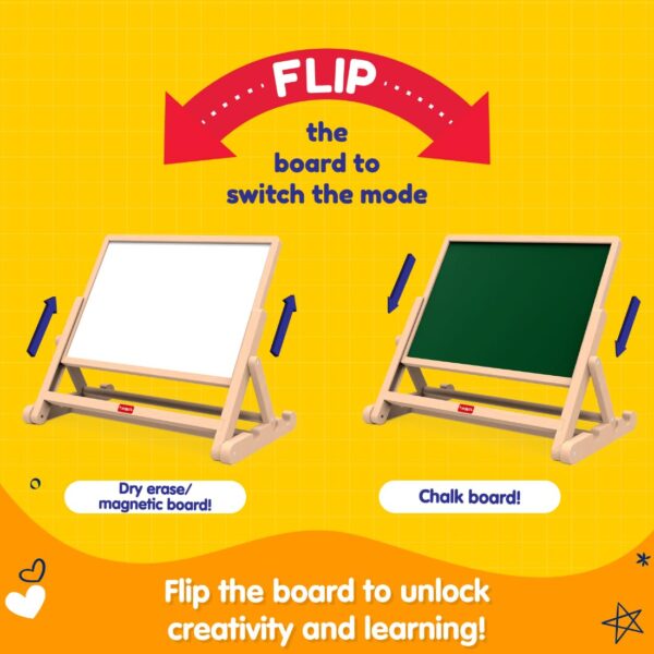 Giggles Funskool Draw N Write Desktop Slate, 4in1 Double Sided Chalk Board for Kids, Alphabet & Numbers, Encourages Learning & Development, Preschool Activity Set, Gift Set for Kid, Ages 3+ Years - Image 4