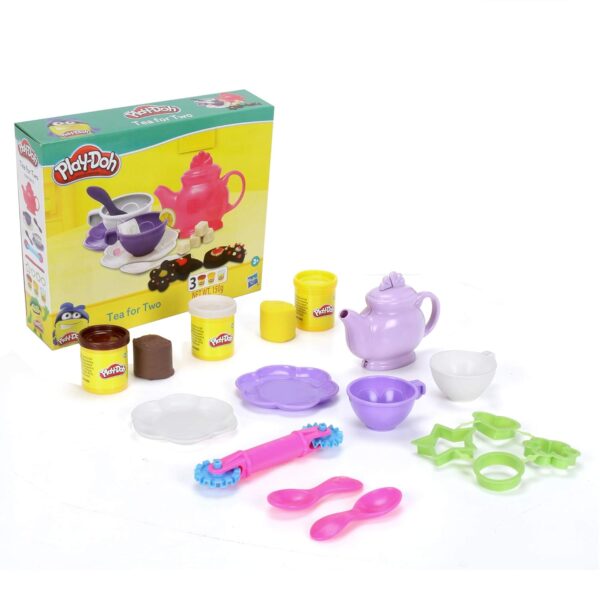 PLAY-DOH Tea for Two Playset for Kids 3 Years and Up with 3 Non-Toxic Colors - Image 2