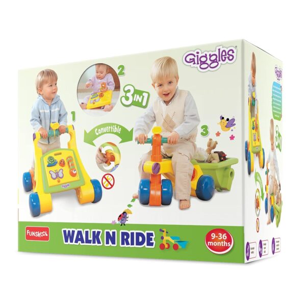 Giggles Funskool Walk N Drive, 3in1 Fun & Development Activity Toy for Babies, Encourage Walking, Improve Balance & Coordination, Stimulate Senses,Multicolor, Gift Set for Kids, Ages 9+ Months - Image 5