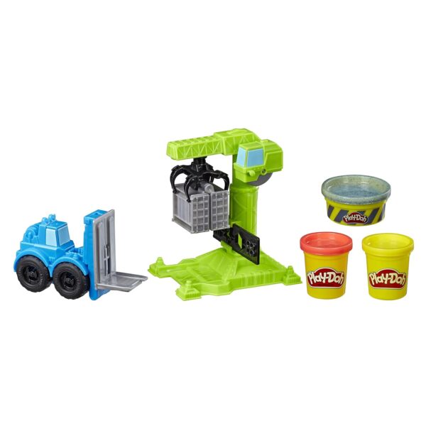 Play-Doh Kid Wheels Crane And Forklift Construction Toys With Non-Toxic Cement Buildin' Compound Plus 2 Additional Colors,Multicolor - Image 2