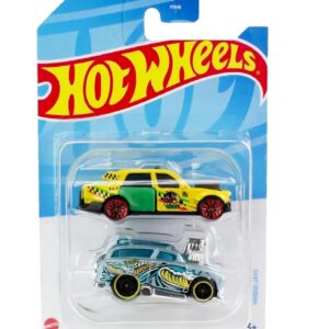 Hot Wheels 2 Cars Pack Time Attaxi and Surf N Turn Die-Cast Vehicle for 3 Years & Above (YellowGrey)