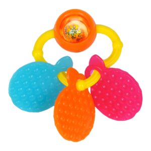 Giggles Funskool Plastic-Orange Teether,Teether For Babies To Sooth Their Gums,Easy To Grasp And Chew With Rattle Sounds,3 Months&Above,Infant Toys