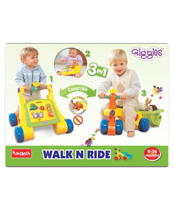 Giggles Funskool Walk N Drive, 3in1 Fun & Development Activity Toy for Babies, Encourage Walking, Improve Balance & Coordination, Stimulate Senses,Multicolor, Gift Set for Kids, Ages 9+ Months - Image 3