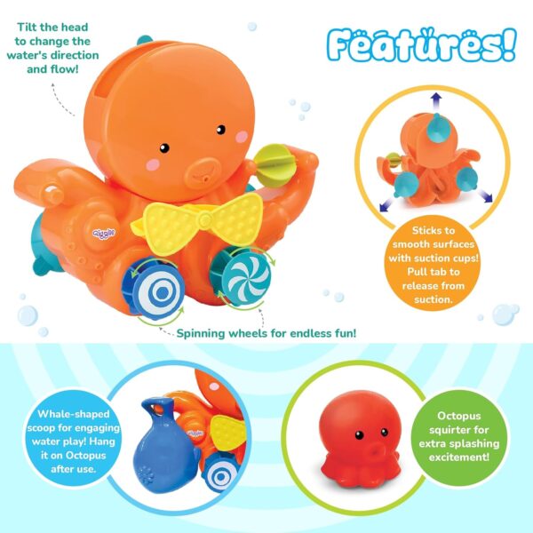 Giggles Funskool Pour & Play Octopus, Bath Toy for Babies, Infants & Toddlers, with Pop-Up Waterproof Suction Cup, Water Play Activity &Multicolor, Gift Set for Kids, Age 2+ Years - Image 9