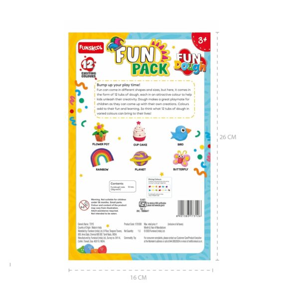 Funskool Fundough Fun Pack, 12 tubs of Dough, 50gms each, Toys for Kids, Shaping, Sculpting, 3 Years and Above,Multicolor - Image 3