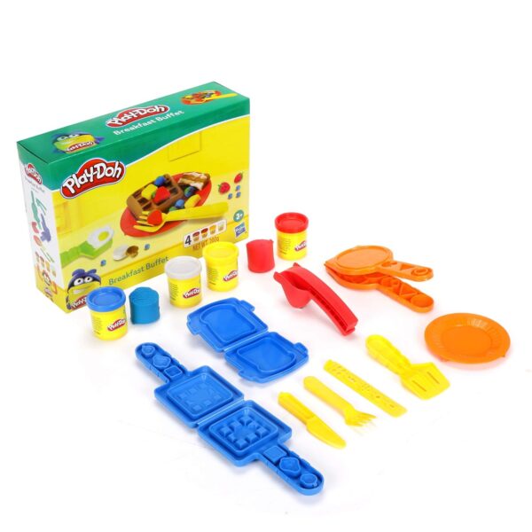 Play-Doh Breakfast Buffet Toys Playset, Art & Craft, Toys for Kids 3 Years and Up with 4 Non-Toxic Colors, Toys for Boys, Toys for Girls, Breakfast Buffet Kitchen Set for Kids, 4 Pieces, Multicolor - Image 3