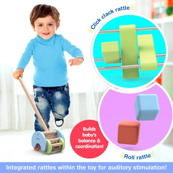 Funskool Giggles Rattle Strider Wooden,Push Along Toy, with Detachable Handle, Ideal for Toddlers, Playful Kid Toy, 18months and Above - Image 2
