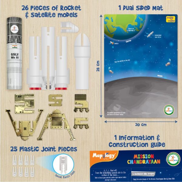 Imagimake Mapology Chandrayaan | ISRO Rocket Model & Satellite | Astronaut Toy | Educational Toys for Kids 5+Years | 3D Puzzles | Gifts for 5 Year Old Boy & Girl|Multicolor - Image 2