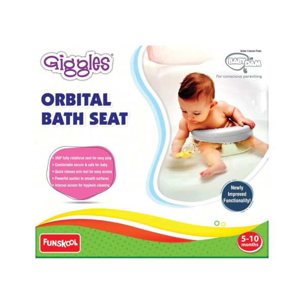 Giggles Funskool Orbital Bath Seat for Newborn Babies, Infants & Toddlers, with Pop-Up Waterproof Suction Pads, 360 Degree Rotation, Water Play Activity Toy, Gift Set for Kids, Age 5+ Months - Image 2