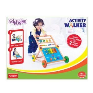 Giggles Funskool Activity Walker for Baby, Learning Toy for Kids with Xylophone, Animal Maze, Counting Beads & Shape Spinner, Build Motor Skill & Encourage Walking, Gift for Infants, Ages 9+ Months
