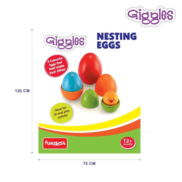 Giggles Funskool Plastic Eggs Nesting Toy With A Chick,Helps To Match,Nest And Discover,12 Months&Above,Infant And Preschool Toys,Multicolor Pack of 4 Pcs - Image 2