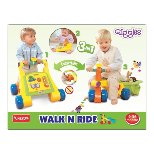 Giggles Funskool Walk N Drive, 3in1 Fun & Development Activity Toy for Babies, Encourage Walking, Improve Balance & Coordination, Stimulate Senses,Multicolor, Gift Set for Kids, Ages 9+ Months - Image 2