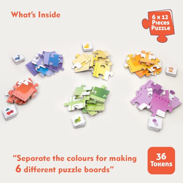 Play & Learn Funskool Colours 6in1 Matching Jigsaw Puzzle Game for Kids, 6x12 Pieces, Educational, Learning & Development, Fun Activity Toy for Childrens, Gift Set for Kid, Age 4+ Years - Image 3
