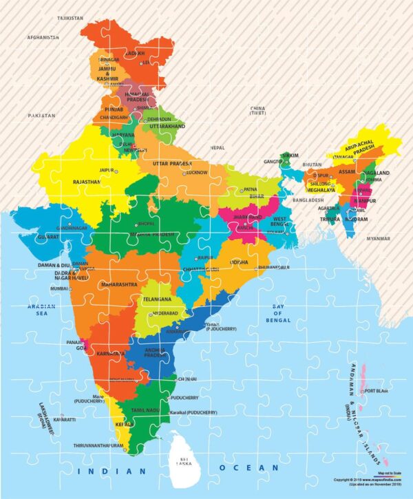 Play & Learn Funskool India Map, Jigsaw Puzzle Game for Kids, 104 Pieces, Educational, Learning & Development, Fun Activity Toy for Childrens, Gift Set for Kid, Age 6+ Years - Image 2