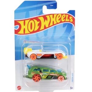 Hot Wheels 2 Cars Pack Electro Silhouette and Nitro Tailgater Die-Cast Vehicle for 3 Years & Above (WhiteGreen)