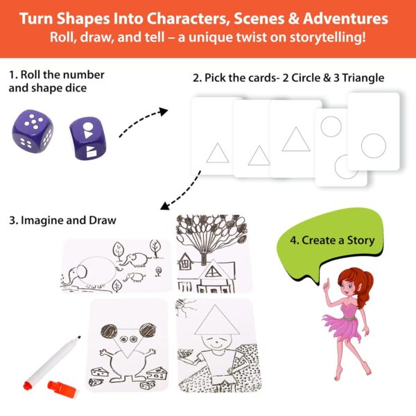 Chalk and Chuckles Shape Your Story, Drawing and Storytelling Card Game, Creativity and Fun Age 5-99 Year, Gifts for Girls, Boys, Adults - Image 4