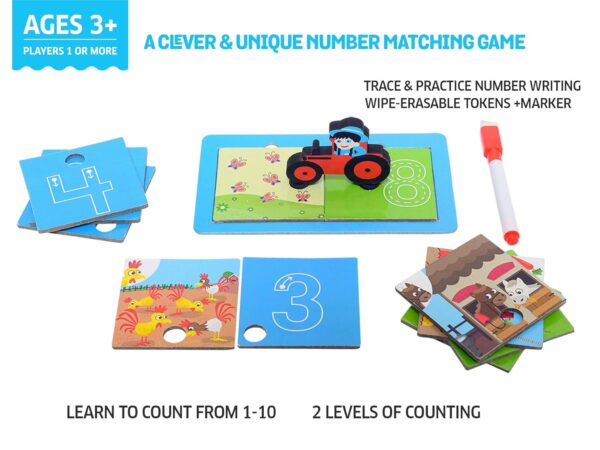 Chalk and Chuckles Clever Counting Numbers 2 Pieces Puzzle for Kids Age 3-5 Years, Montessori Early Educational Pre School Toys - Image 5
