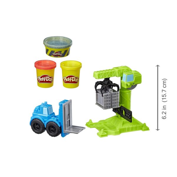 Play-Doh Kid Wheels Crane And Forklift Construction Toys With Non-Toxic Cement Buildin' Compound Plus 2 Additional Colors,Multicolor - Image 4
