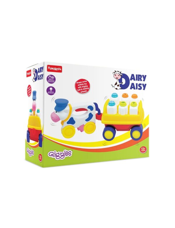 Giggles - Dairy Daisy, Shape Sorting Pull Along Toy, Features Shapes, Rattling Sound, Colours, 6 Months & Above, Infant and Preschool Toys - Image 4
