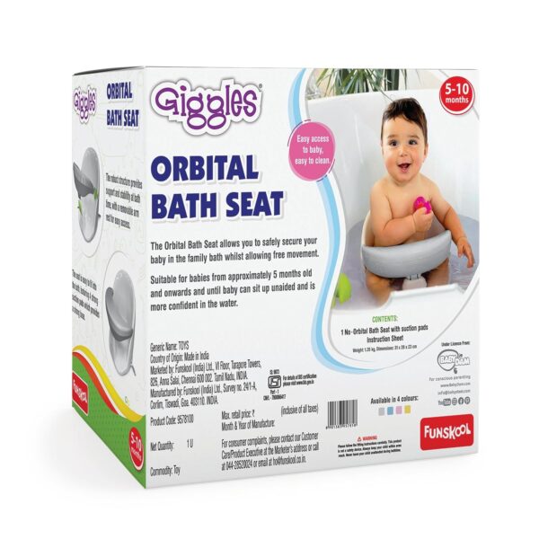 Giggles Funskool Orbital Bath Seat for Newborn Babies, Infants & Toddlers, with Pop-Up Waterproof Suction Pads, 360 Degree Rotation, Water Play Activity Toy, Gift Set for Kids, Age 5+ Months - Image 4