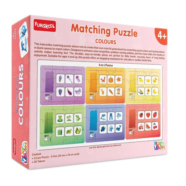 Play & Learn Funskool Colours 6in1 Matching Jigsaw Puzzle Game for Kids, 6x12 Pieces, Educational, Learning & Development, Fun Activity Toy for Childrens, Gift Set for Kid, Age 4+ Years - Image 2