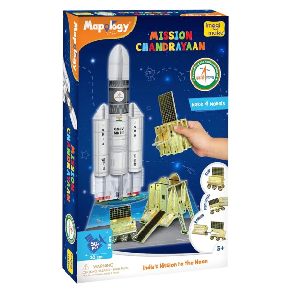 Imagimake Mapology Chandrayaan | ISRO Rocket Model & Satellite | Astronaut Toy | Educational Toys for Kids 5+Years | 3D Puzzles | Gifts for 5 Year Old Boy & Girl|Multicolor
