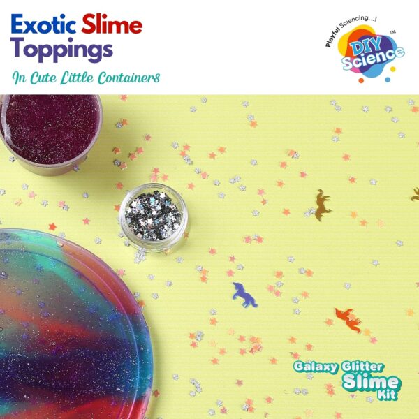 Galaxy Glitter Slime Kit | Make Blue, Pink & Purple Scented Slime | 100% Safe & Non Toxic | Glitter | Stars & Unicorns Sprinkles | Smooth & Stretchy | for Age 8+ - Image 5