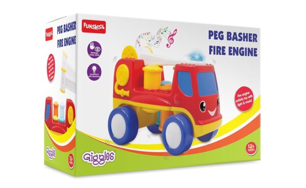 Giggles Funskool - Peg Basher Fire Engine, Hammer Learning Toy For Kids, Light & Sound, 12 Months & Above, Infant And Preschool Toys - Image 2