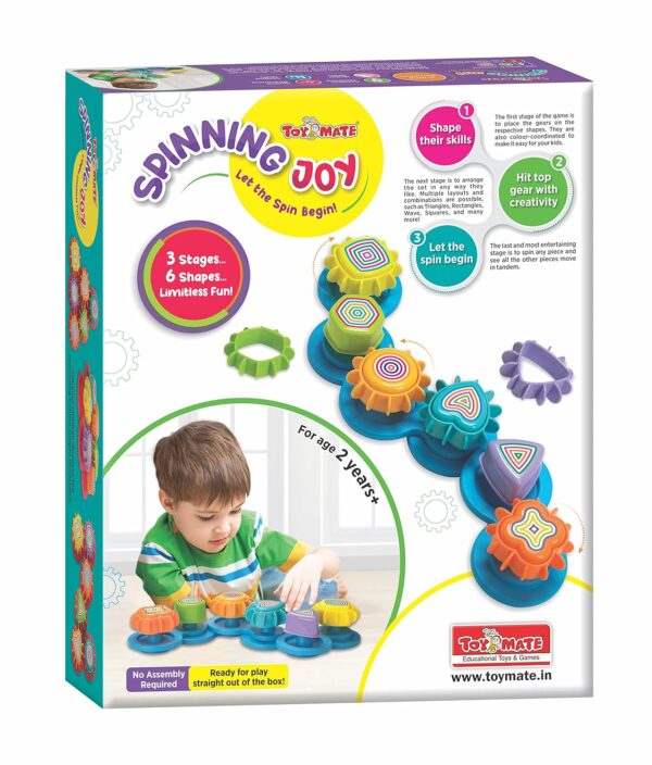 Toymate Spinning Joy - A Shape ‘N’ Spin Gear Sorter. A Developmental Activity Toy for Kids Ages 2-4+. Toddlers Sortering Game with Multiple Colors and Shapes.