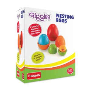 Giggles Funskool Plastic Eggs Nesting Toy With A Chick,Helps To Match,Nest And Discover,12 Months&Above,Infant And Preschool Toys,Multicolor Pack of 4 Pcs
