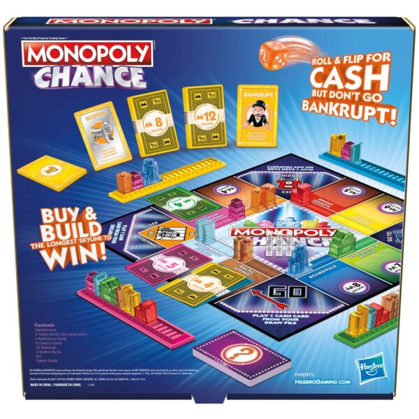 Monopoly Chance Board Game for Adults and Kids | Fast-Paced Family & Party Board Game | Ages 8+ | 2-4 Players | Birthday Gift for Kids & Families - Image 2