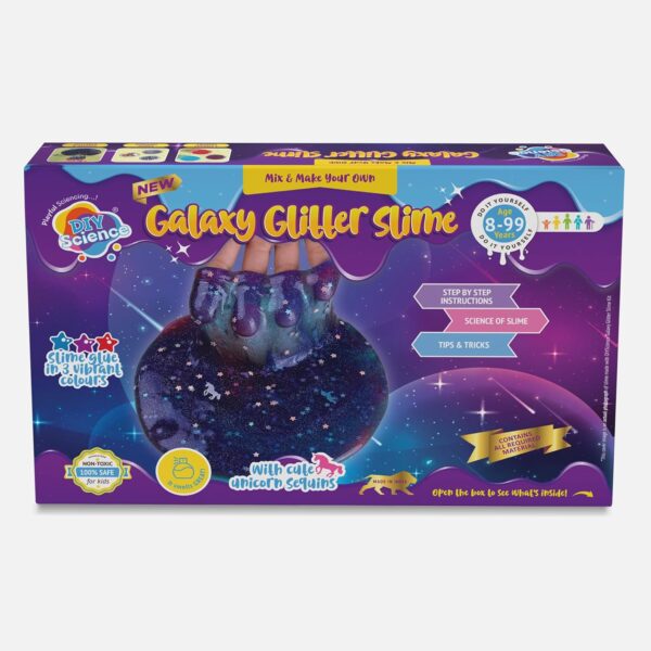 Galaxy Glitter Slime Kit | Make Blue, Pink & Purple Scented Slime | 100% Safe & Non Toxic | Glitter | Stars & Unicorns Sprinkles | Smooth & Stretchy | for Age 8+