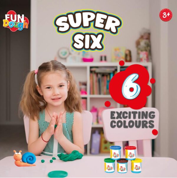 Funskool Fundough Super Six, 6 tubs of Dough, 50 grams each, Toys for Kids, Shaping, Sculpting, 3 Years and Above,Multicolor - Image 4