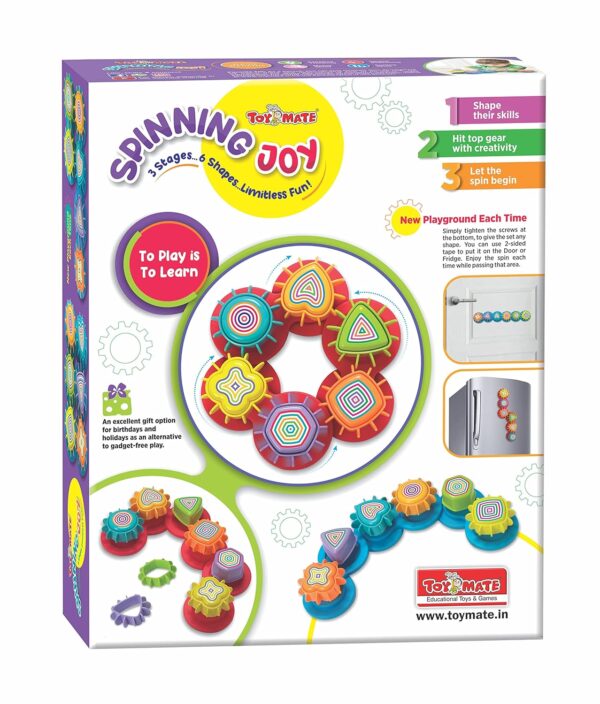 Toymate Spinning Joy - A Shape ‘N’ Spin Gear Sorter. A Developmental Activity Toy for Kids Ages 2-4+. Toddlers Sortering Game with Multiple Colors and Shapes. - Image 2