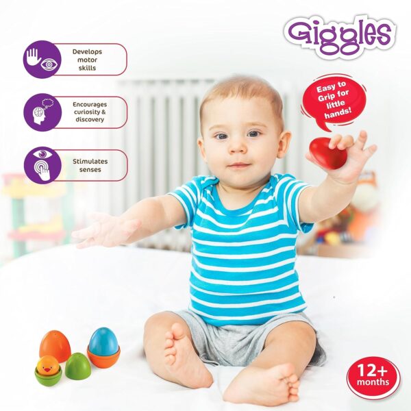 Giggles Funskool Plastic Eggs Nesting Toy With A Chick,Helps To Match,Nest And Discover,12 Months&Above,Infant And Preschool Toys,Multicolor Pack of 4 Pcs - Image 5