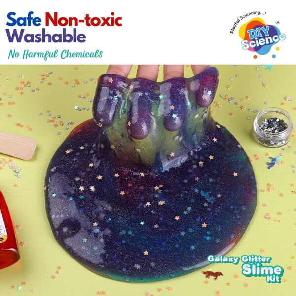 Galaxy Glitter Slime Kit | Make Blue, Pink & Purple Scented Slime | 100% Safe & Non Toxic | Glitter | Stars & Unicorns Sprinkles | Smooth & Stretchy | for Age 8+ - Image 4