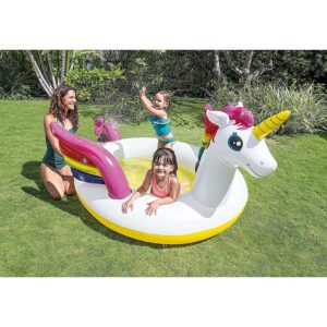 Summer Special Inflatable Unicorns Shape Kid Swimming Pool with inbuilt Mystic Water Spray, Air Pump, Baby Bath tub, Water Pool for Kids, Swimming Pool Inflatable Bath Tub for Family and Kids