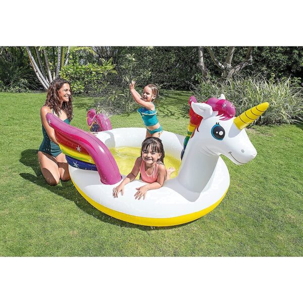 Summer Special Inflatable Unicorns Shape Kid Swimming Pool with inbuilt Mystic Water Spray, Air Pump, Baby Bath tub, Water Pool for Kids, Swimming Pool Inflatable Bath Tub for Family and Kids